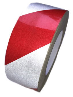 Светоотражающая лента для маркировки предметов Красно-белая 50мм*45,7м